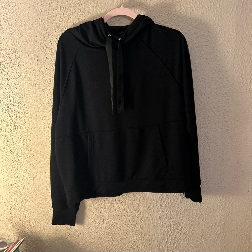 MPG Women’s Black Cowl Neck Hooded Sweatshirt Size L Layering Casual Everyday